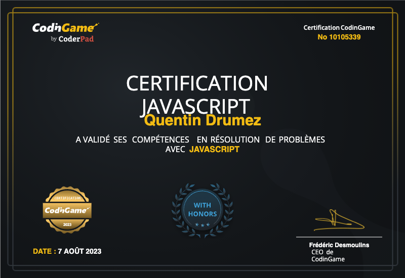 CodinGame Certification