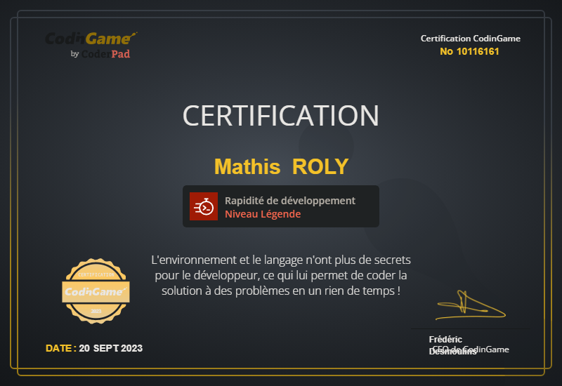 CodinGame Certification