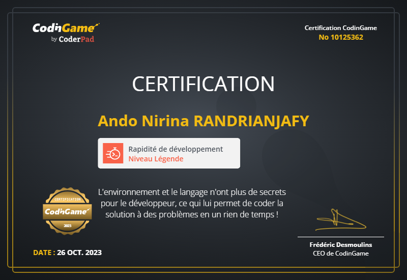 CodinGame Certification