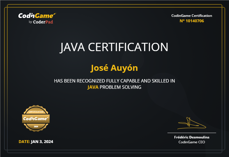 CodinGame Certification