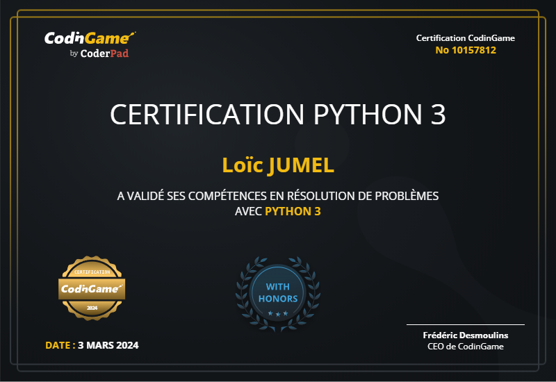 CodinGame Certification