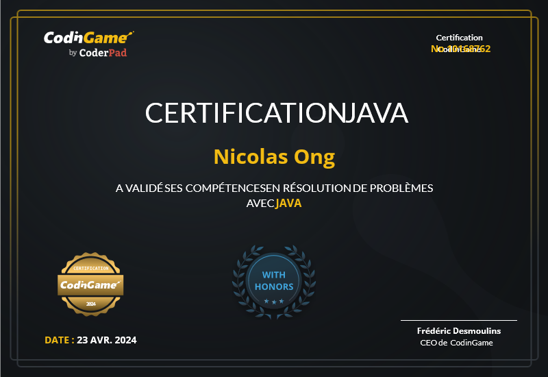 CodinGame Certification