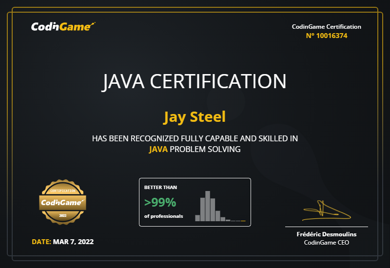 CodinGame Certification