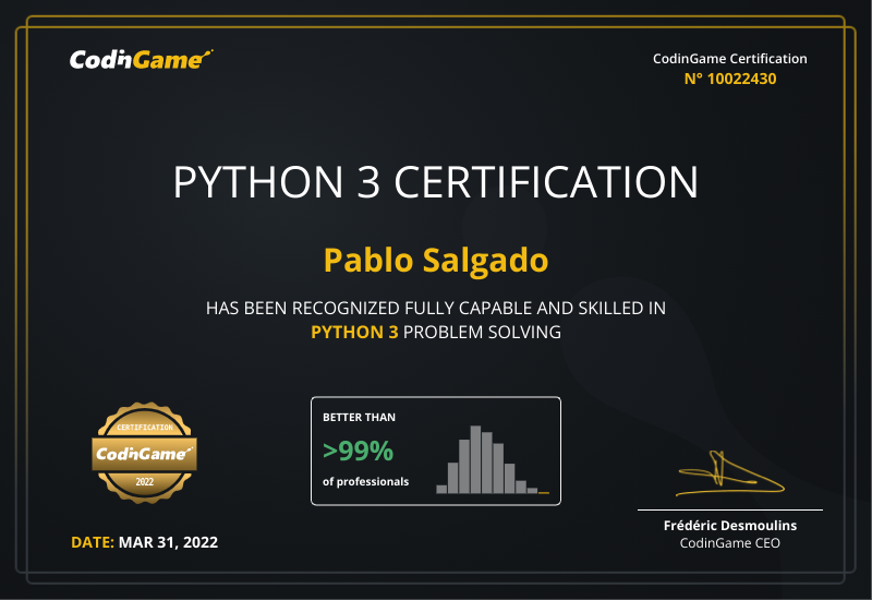 CodinGame Certification