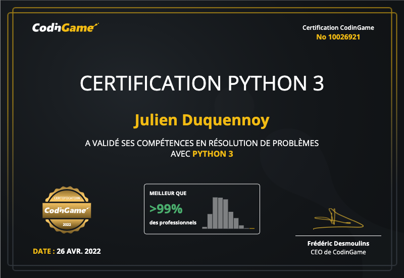 CodinGame Certification